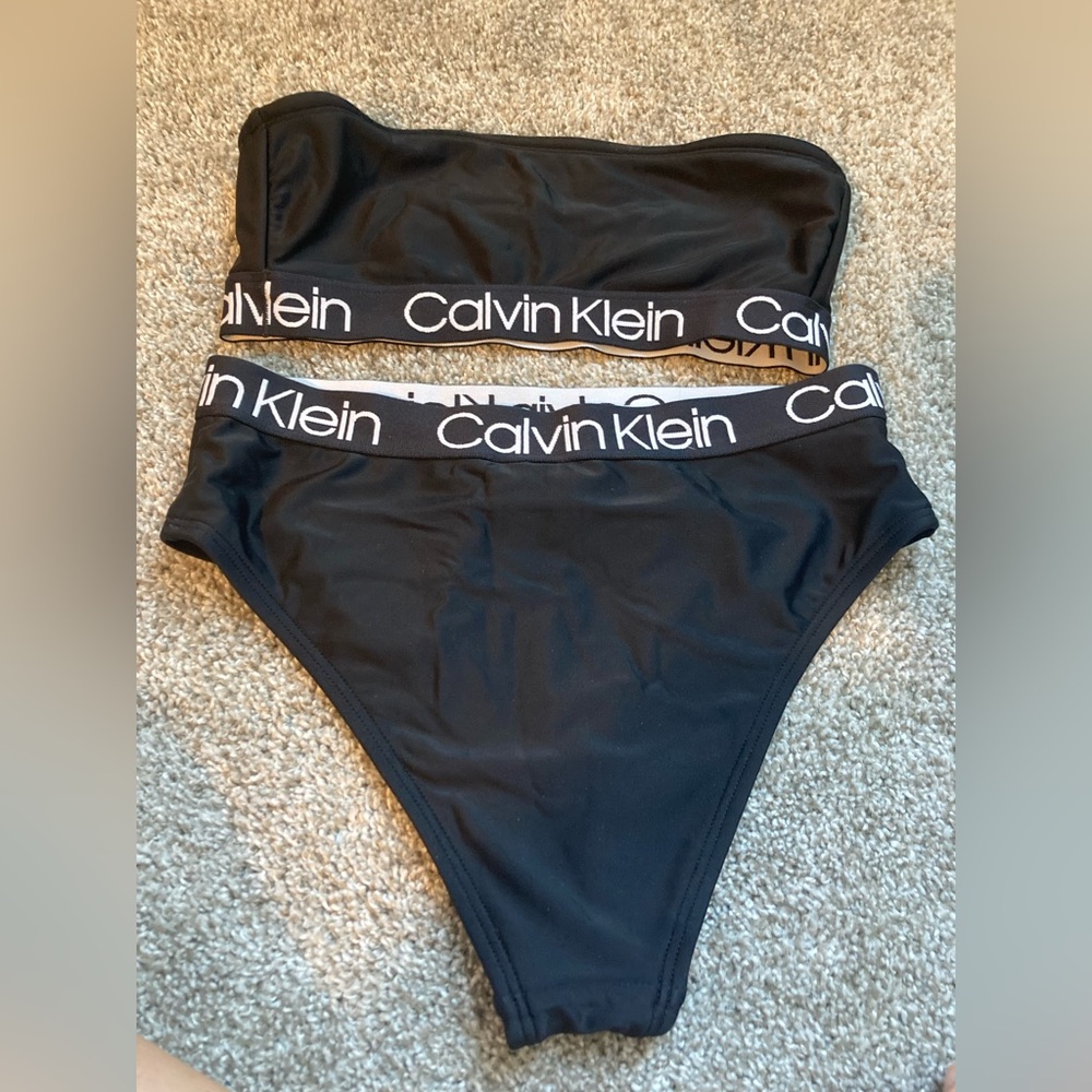 Calvin Klein high waisted strapless bikini swimsuit. Worn once!